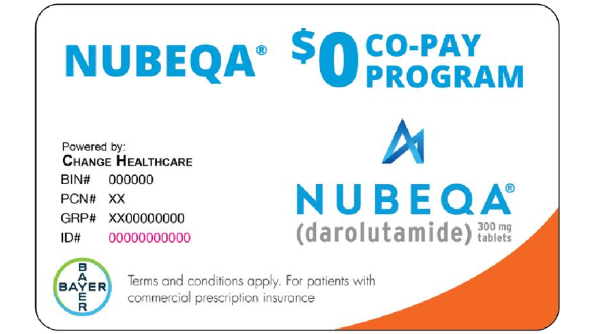 NUBEQA® (darolutamide) $0 Co-pay Card NUBEQA® (darolutamide) $0 Co-pay Card