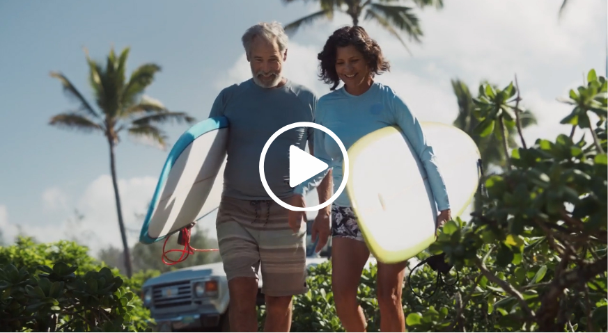 Nubeqa Surfer TV Ad Thumbnail of Nubeqa Surfer TV Ad with an image of man and woman with surfboards